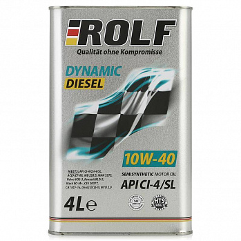 ROLF Dynamic Diesel SAE 10W-40 API CI-4/SL масло моторное, п/синт., канистра 4л 