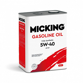 MICKING Gasoline Oil MG1 5W-40 масло моторное синтет, API SP/RC для бензиновых двигателей, кан. (4л)