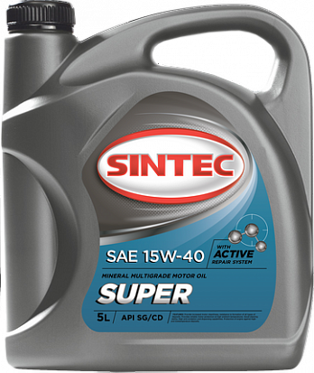 SINTEC Супер SAE 15W-40 API SG/CD масло моторное, мин., канистра 5л