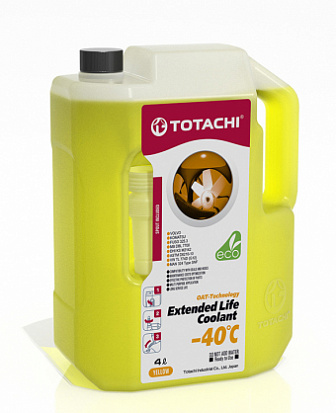 TOTACHI EXTENDED LIFE COOLANT -40°C желтый антифриз канистра 4л