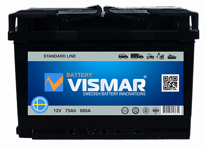 VISMAR STANDARD 6СТ-75 L (L+)-(1) 680A 276*175*190 Батарея аккумуляторная 12 В прям.п.