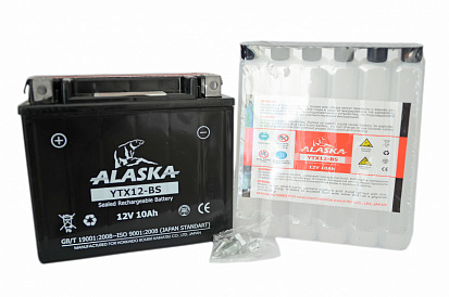 ALASKA 10АЧ YTX12-BS 12V Батарея аккумуляторная 12 В прямая полярность