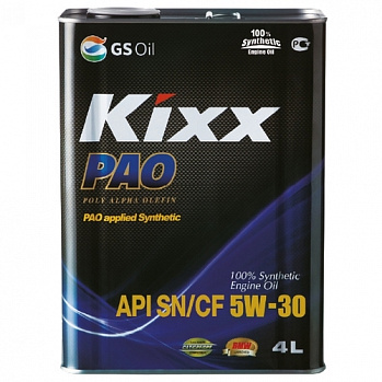 KIXX PAO 5w30 SN/CF масло моторное, 100% синтетика, канистра 4л 