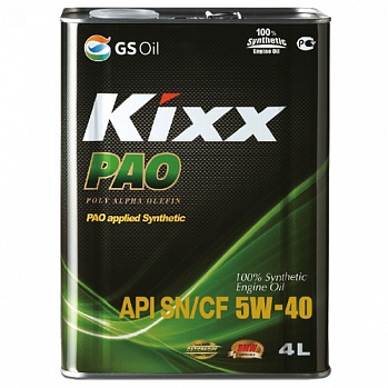 KIXX PAO 5w40 SN/CF масло моторное, 100% синтетика, канистра 4л 
