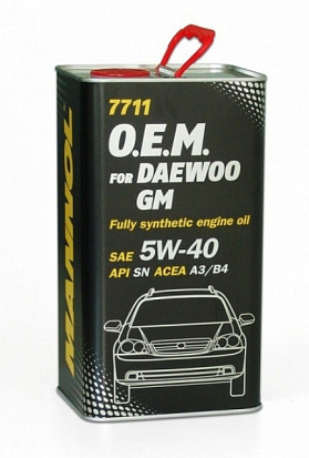 MANNOL O.E.M. DAEWOO, GM 5w40 масло моторное, синт., металл. канистра 4л