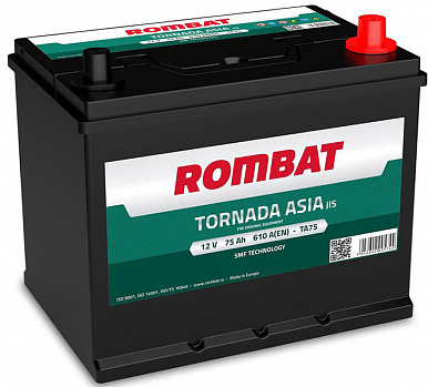 АКБ  75 "ROMBAT TORNADA ASIA" обр/п EN610 259х178х222 (TA75) 12В